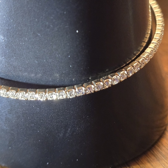 Faux Pearl Design Wrap Around Cuff Bracelet Copper Sparkly Rhinestones - Picture 8 of 12